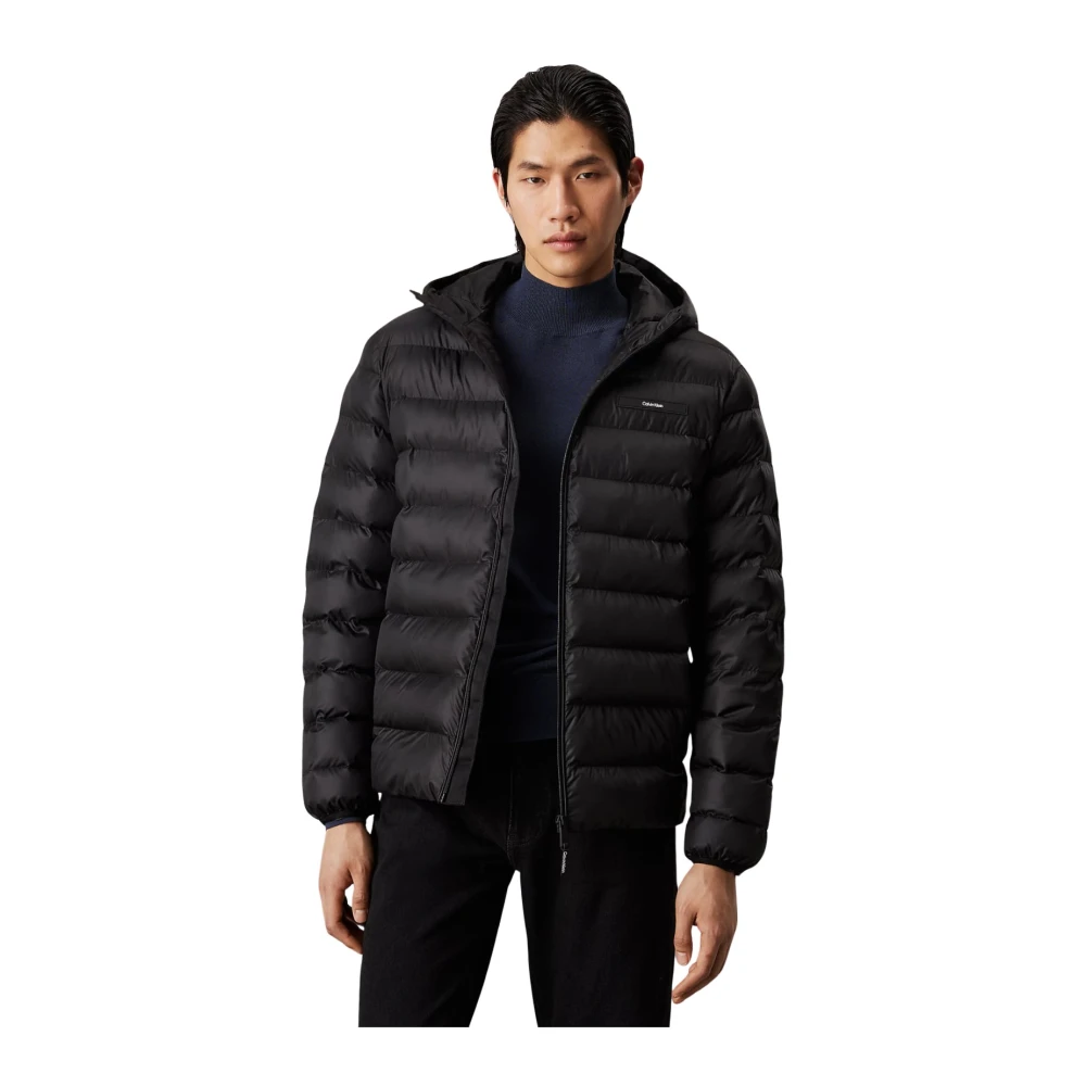Calvin Klein Hooded Puff Jack Zwart Nylon Black Heren