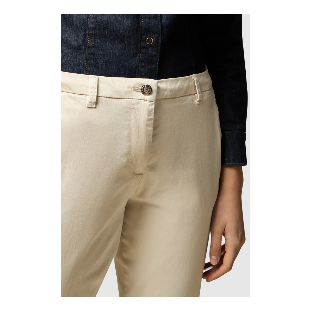 Oltre New York Tencel Blend Skinny Broek Beige Dames