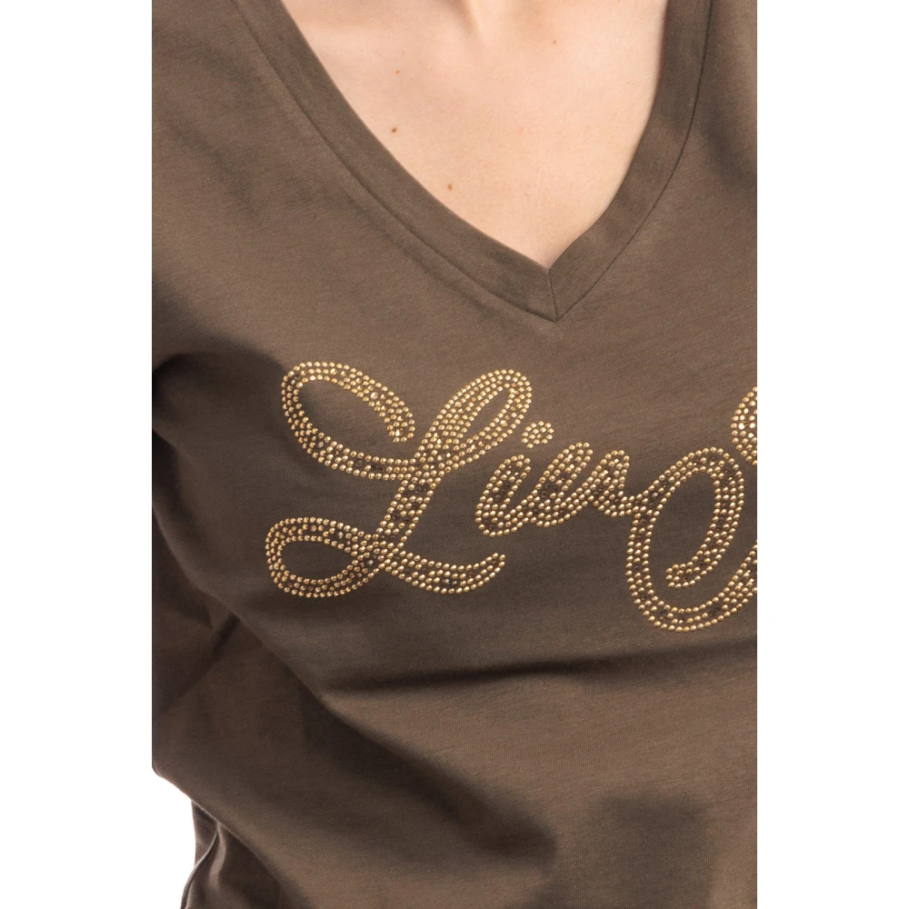 Liu Jo Logo T-shirt met applicaties Green Dames