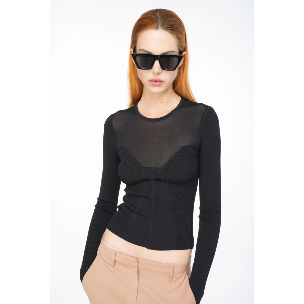 pinko Long Sleeve Tops Black Dames