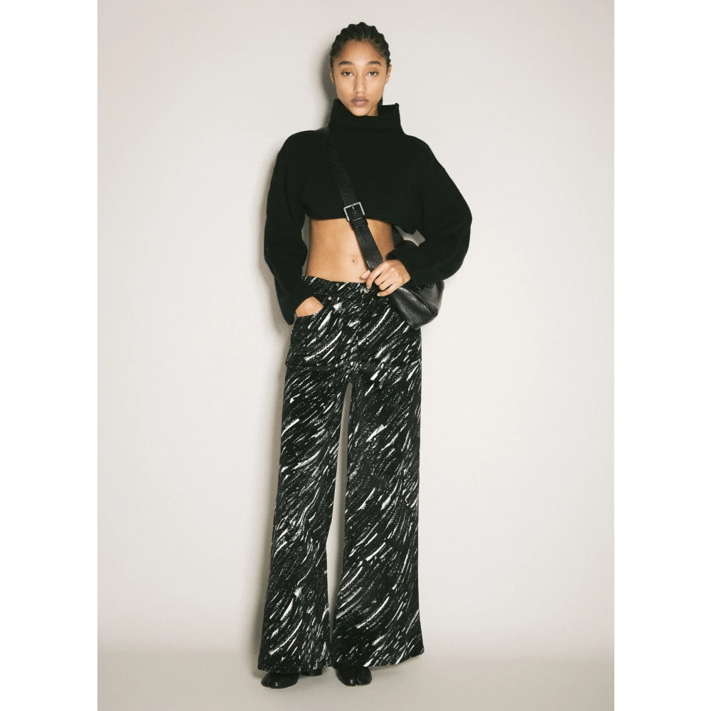 Marni Flocked Denim Jeans met krijtprint Black Dames