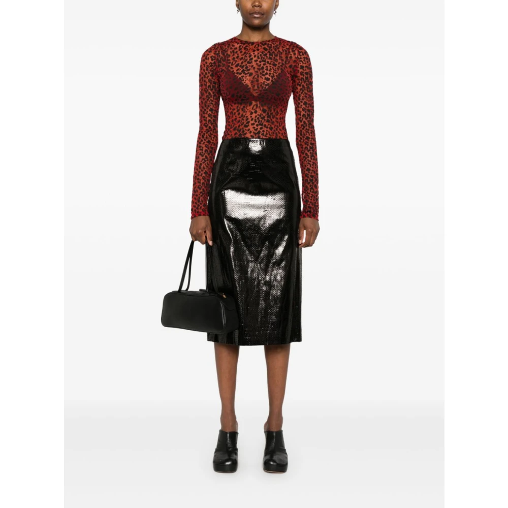alexander mcqueen Luipaardprint Top Rood Zwart Red Dames