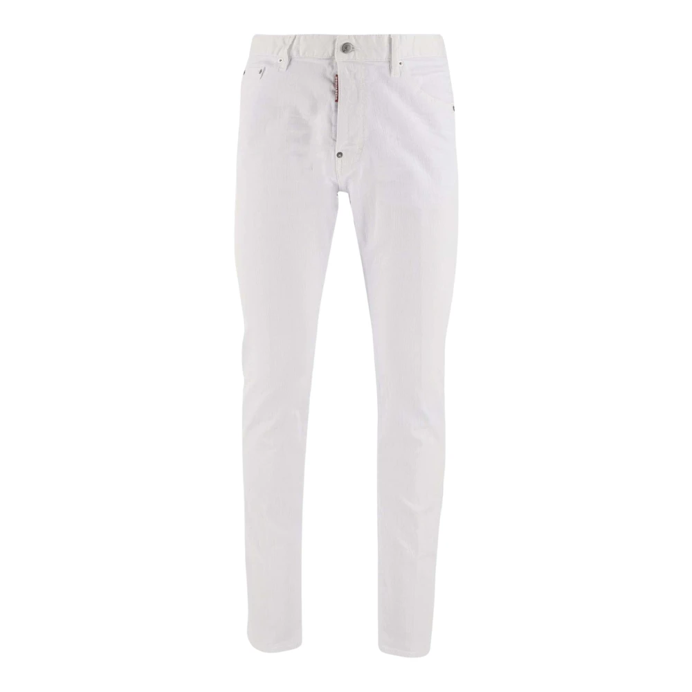 Dsquared2 Witte Stretch Katoenen Denim Jeans White Heren