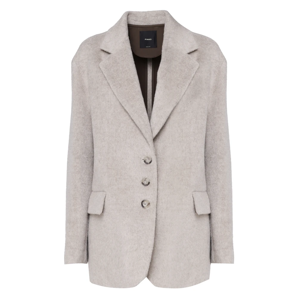 Pinko Beige Wollen Blazer Drie Knoopsluiting Beige Dames