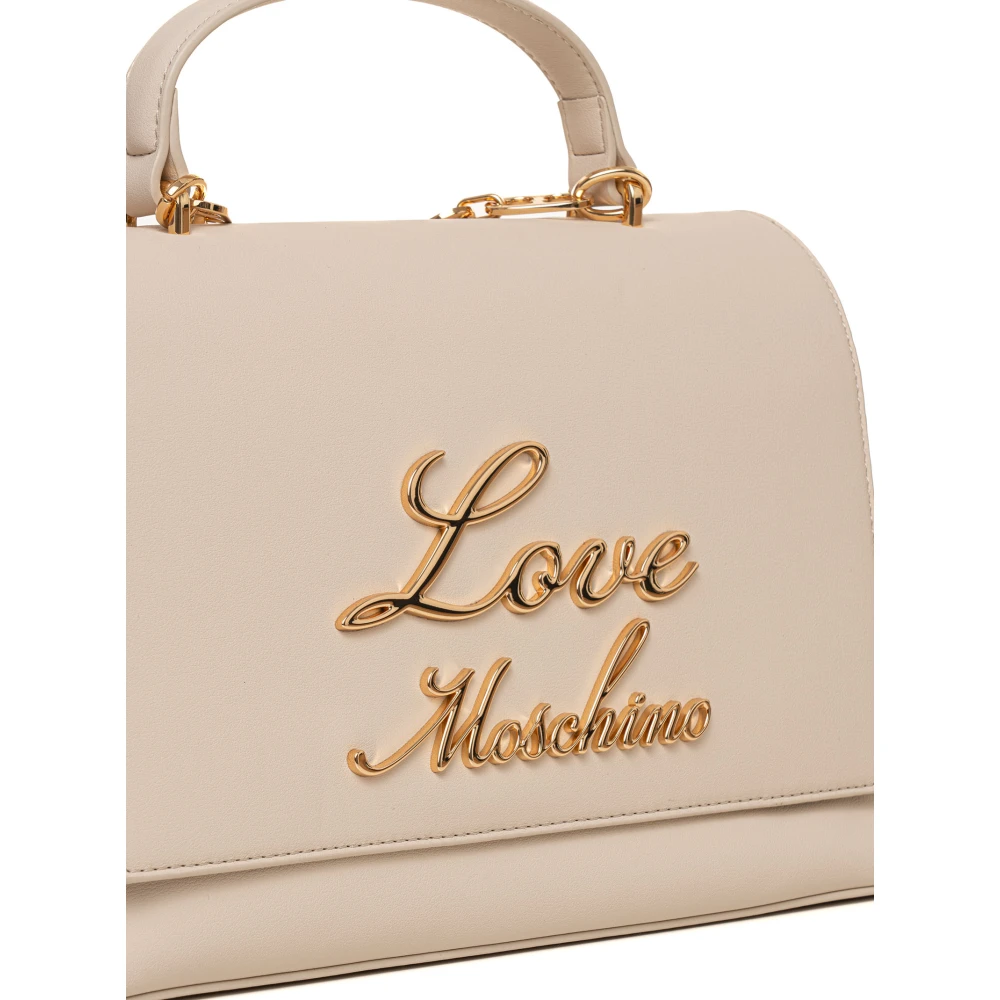Love Moschino Stijlvolle Handtas met Metalen Logo Detail Beige Dames