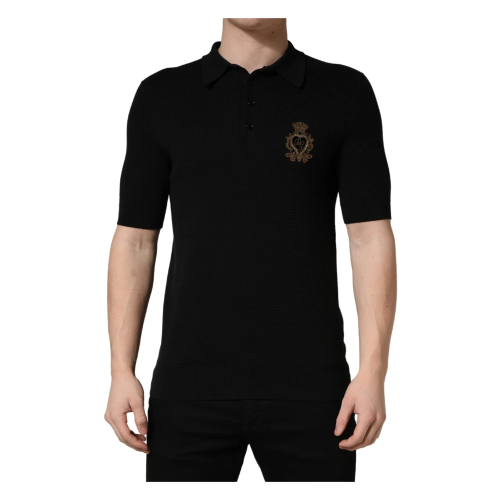 Dolce & Gabbana Men's Black Short Sleeves Polo T-Shirt - Polo Shirts - M - Tops