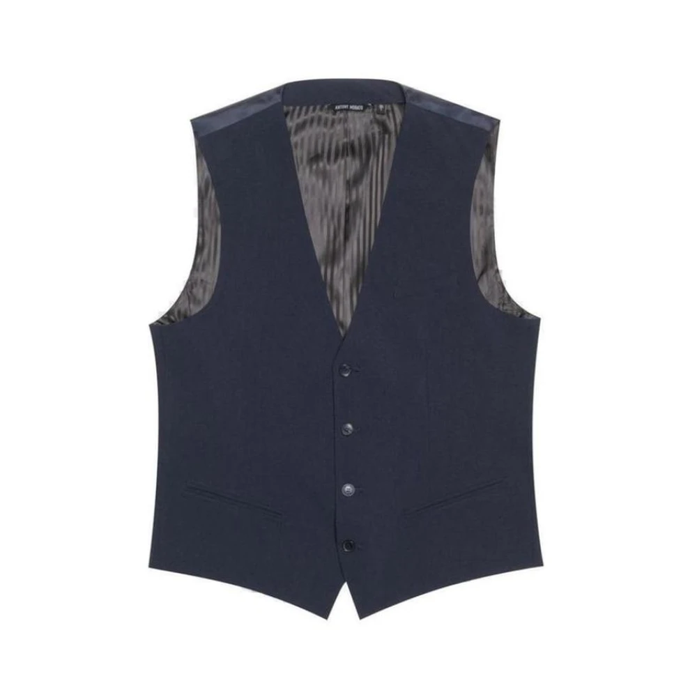 Antony Morato Men's Blue Waistcoats, S, Suit Vest Classic Style