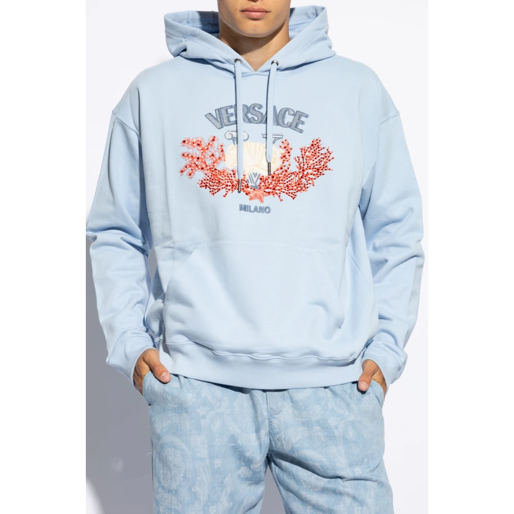 Versace Hoodie Blue Heren