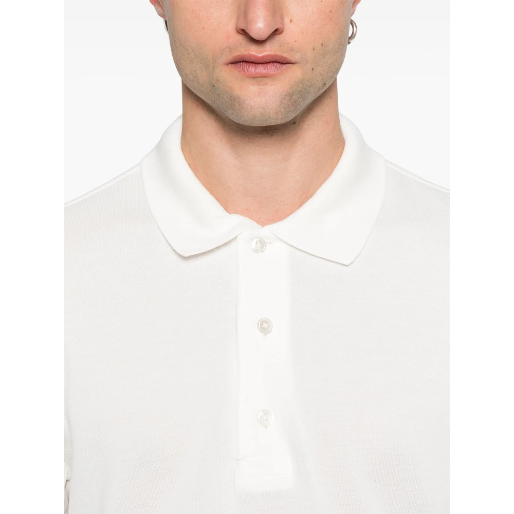 Tom Ford Piquet Polo Shirt met Lyocell en Katoen White Heren