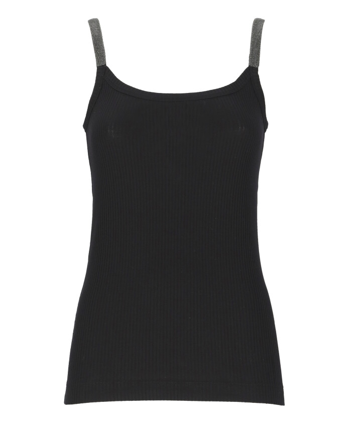 top-noir-en-coton-avec-details-en-laiton
