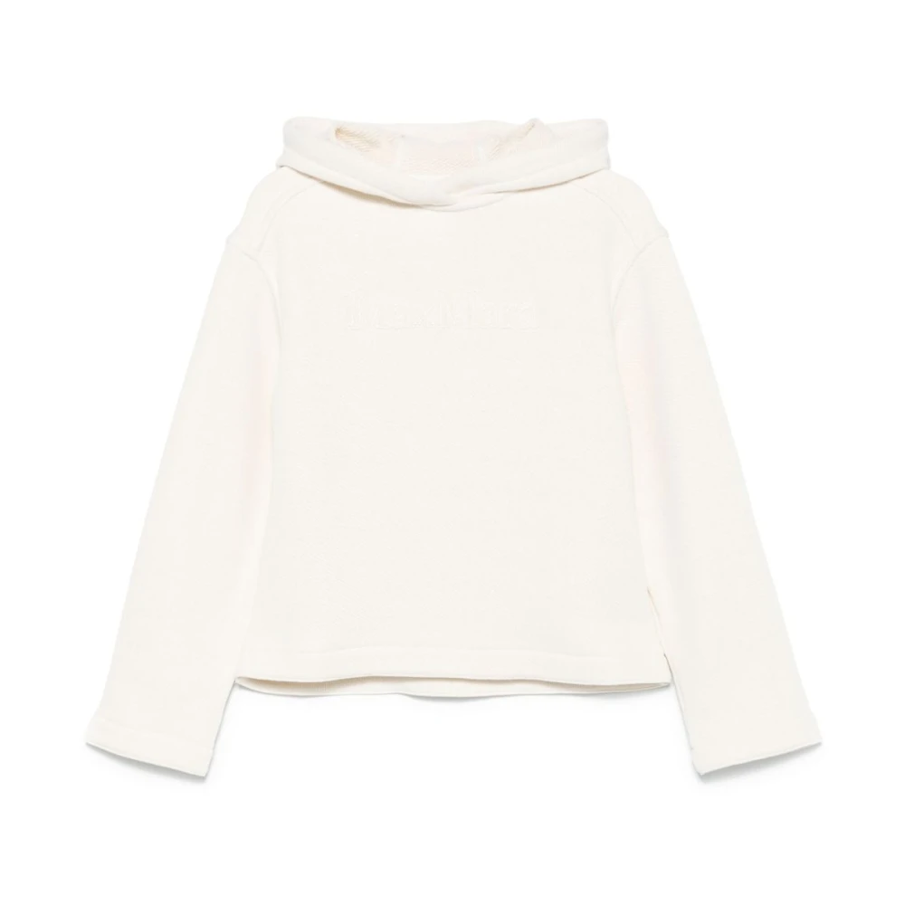 Max Mara Women's White Jumper With Logo Embroidery - Hoodies - Xs - Sweatshirts & Hoodies
