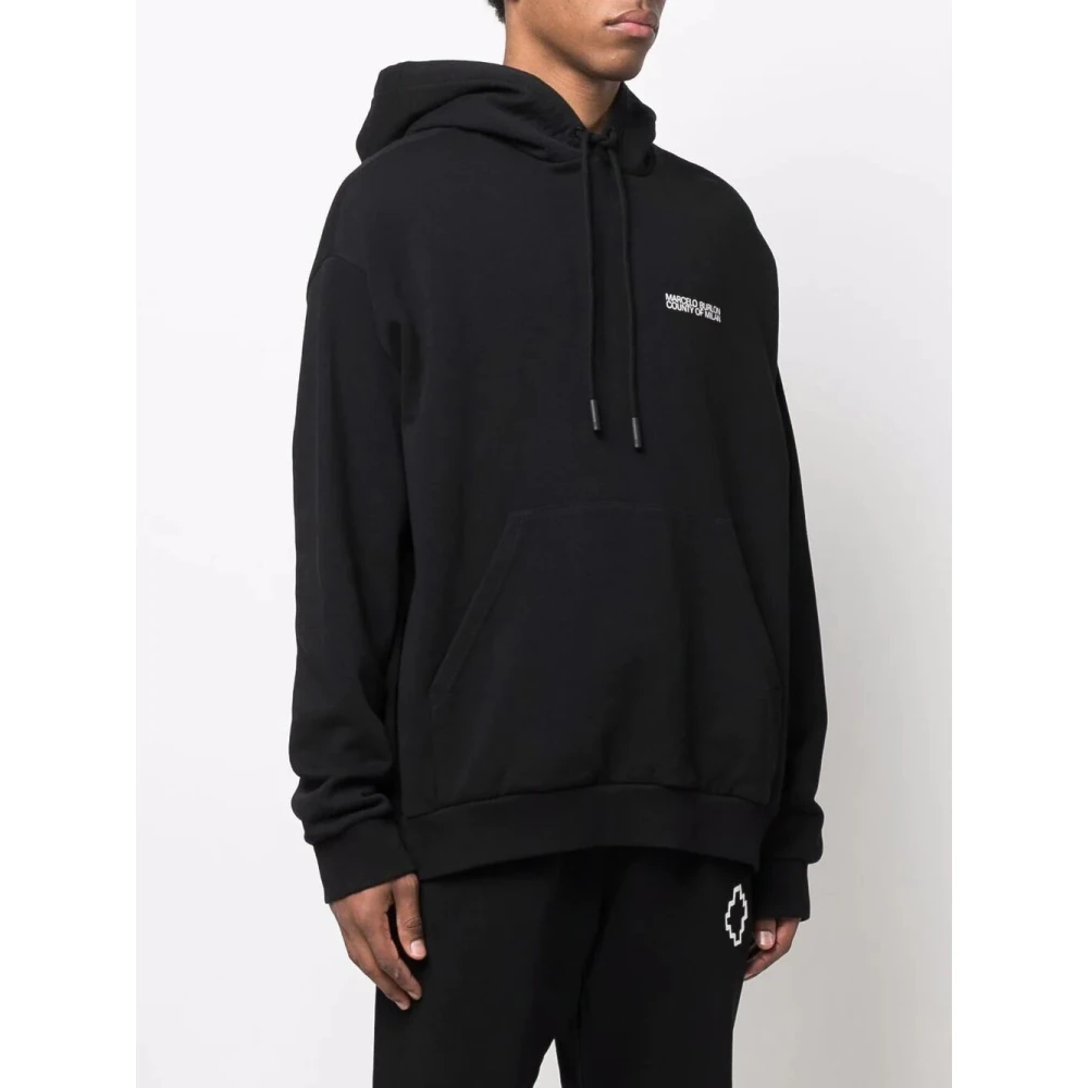 Marcelo Burlon Zwart Wit Tempera Cross Over Hoodie Black Heren