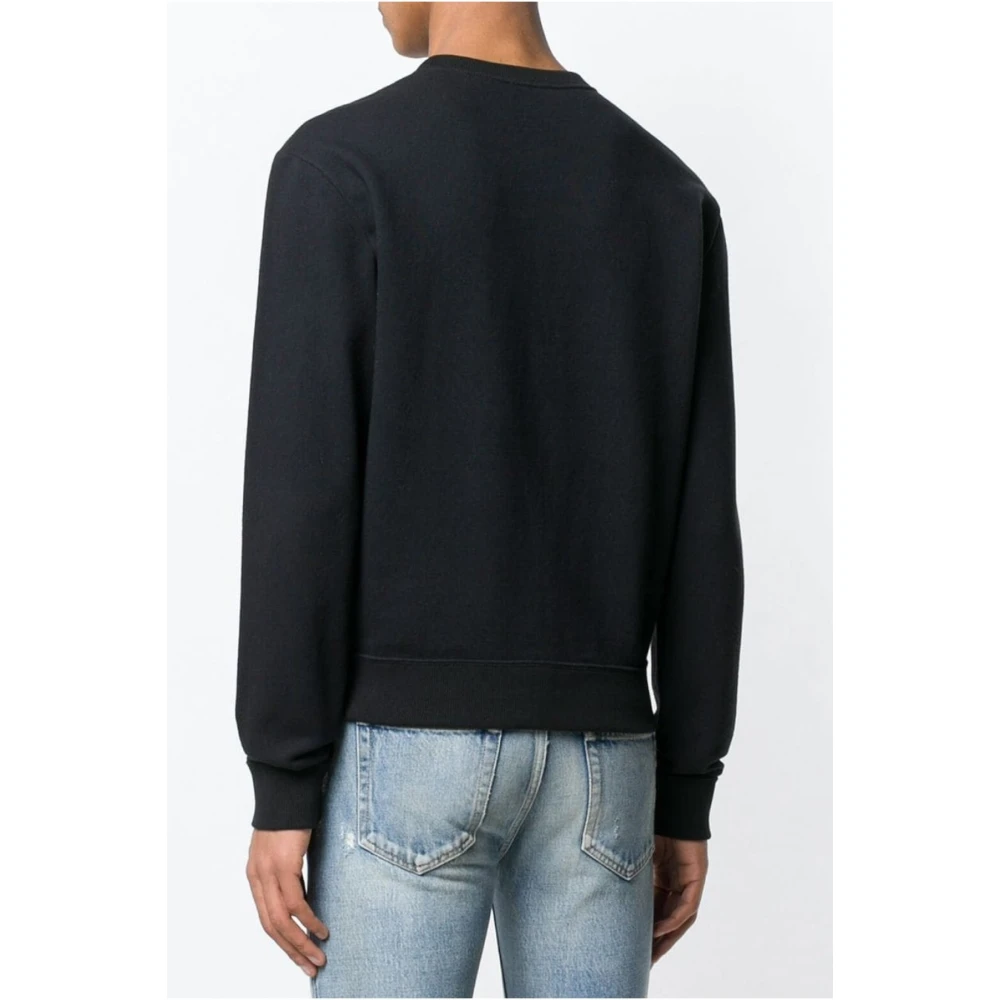 Saint Laurent Logo Katoenen Sweatshirt Black Heren