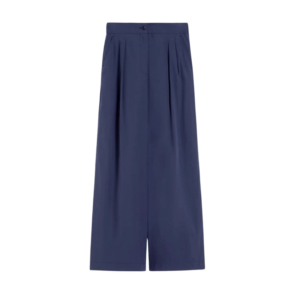 Weekend Max Mara Vrouw Blauw Broeken Dames, Xs, Katoen, Wijde Pijpen Broek