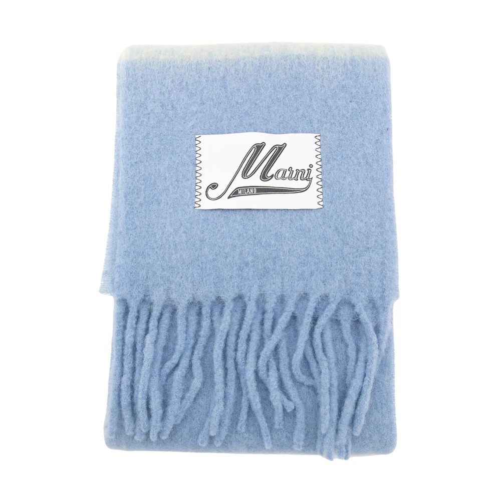 Marni Lichtblauwe Wol Fringed Sjaals Blue Dames