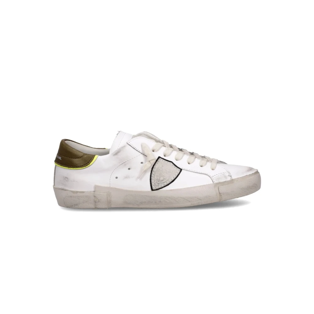 Philippe Model Vintage Leren Lage Sneakers Heren Schoenen Wit