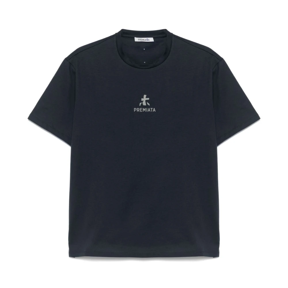 Premiata Men's Blue T-Shirts, M, Crew Neck Logo Print T-Shirt