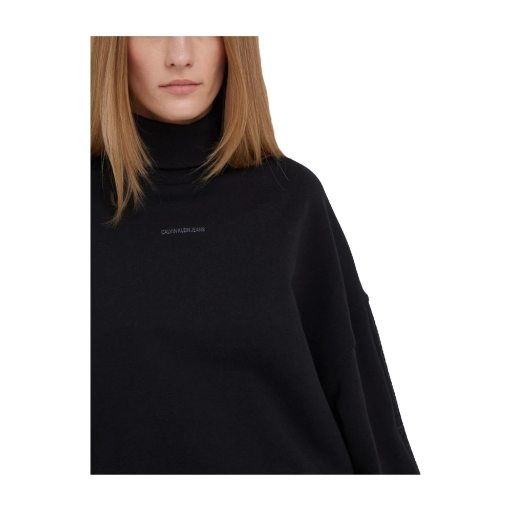 Calvin Klein Comfortabele Zwarte Logo Sweatshirt Black Dames