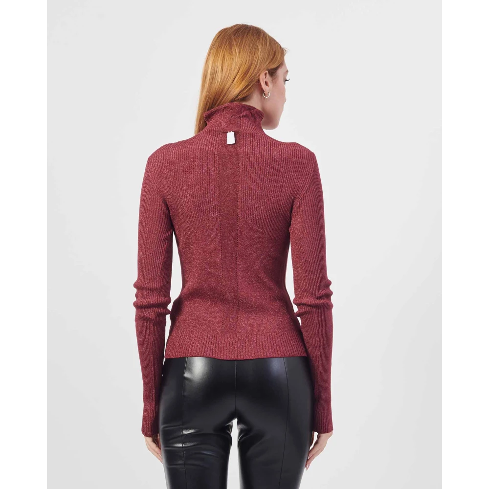 PATRIZIA PEPE Bordeaux Wollen Trui met Metalen Details Red Dames