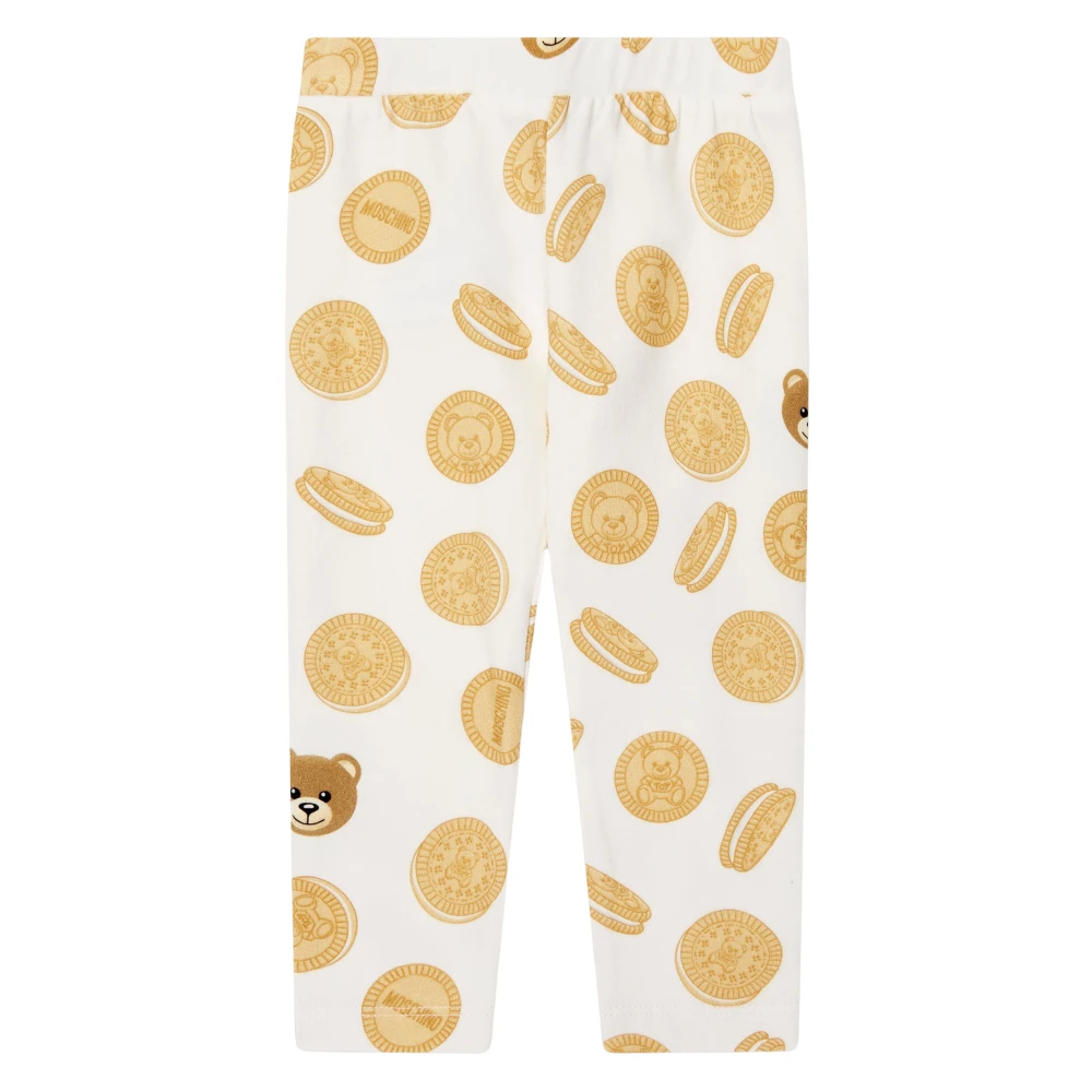 Moschino Girls Beige Leggings, 6 M, Cloud Toy Cookie Leggings In Ivory