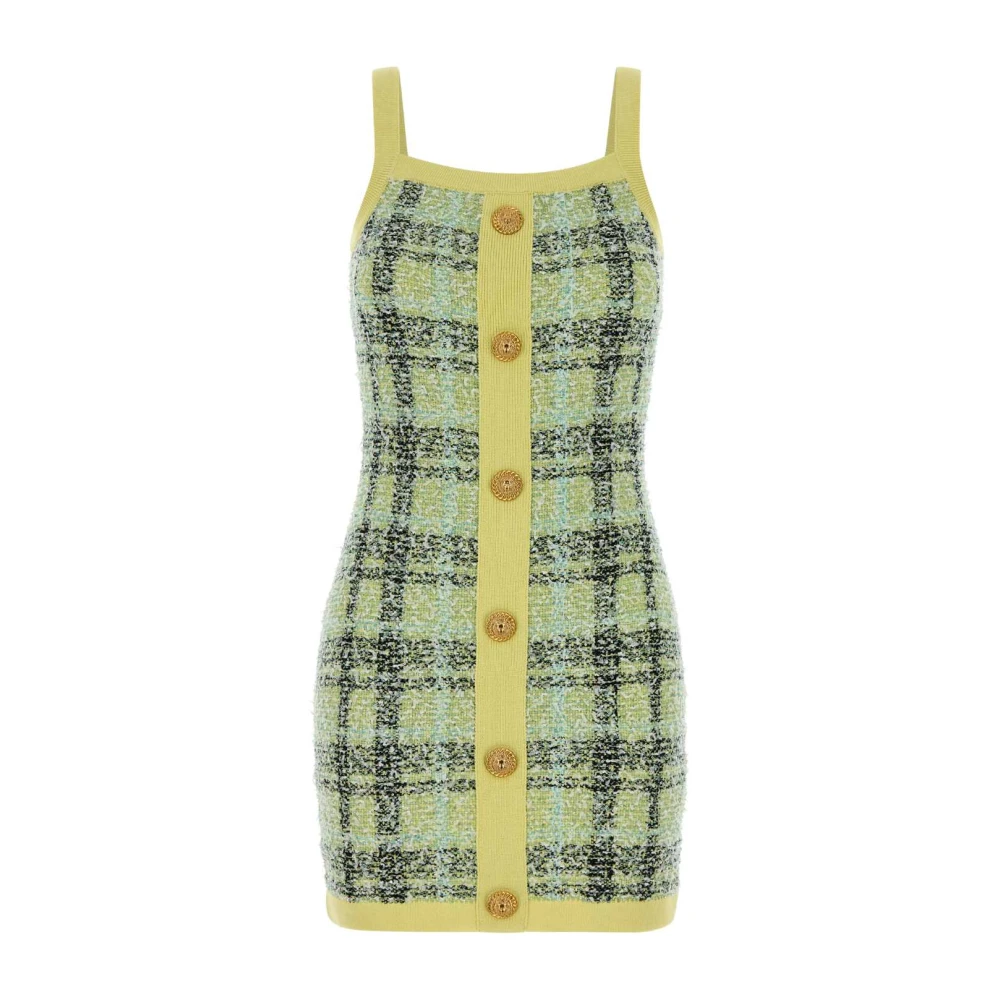 Balmain Multicolor Thin Strap Button Front Short Knit Dress - Female - Knitted Dresses - Xs - Dresses