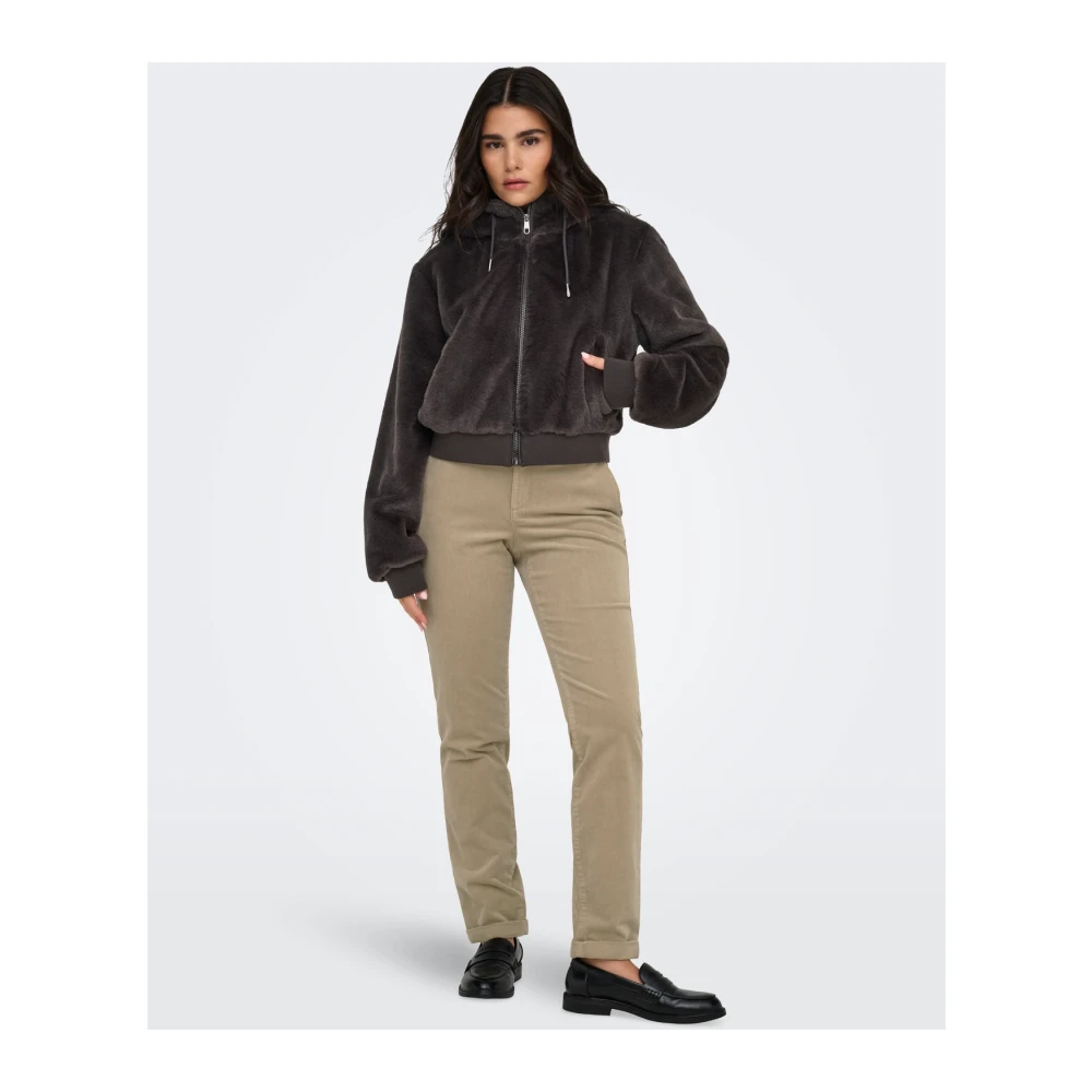 Only Venetië Fleece Hoodie met Rits Vrouwen Brown Dames