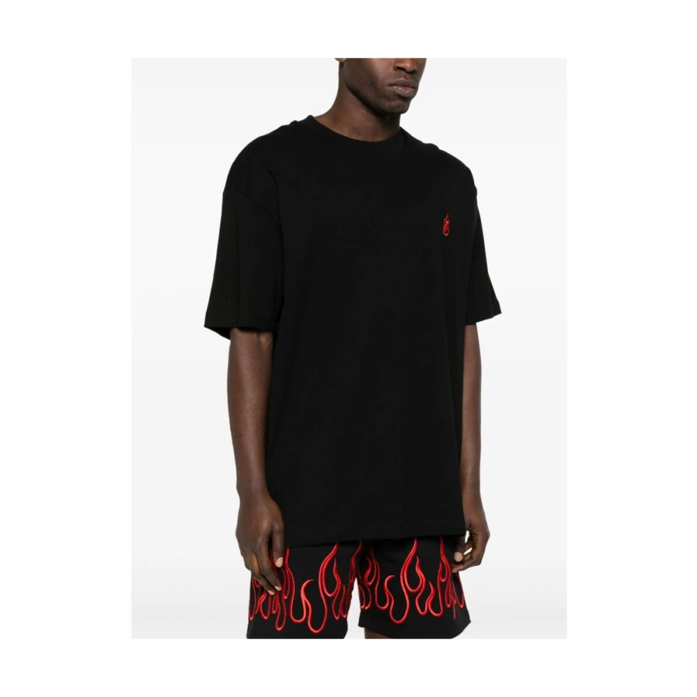 Vision OF Super T-shirt met vlam borduursel Black Heren