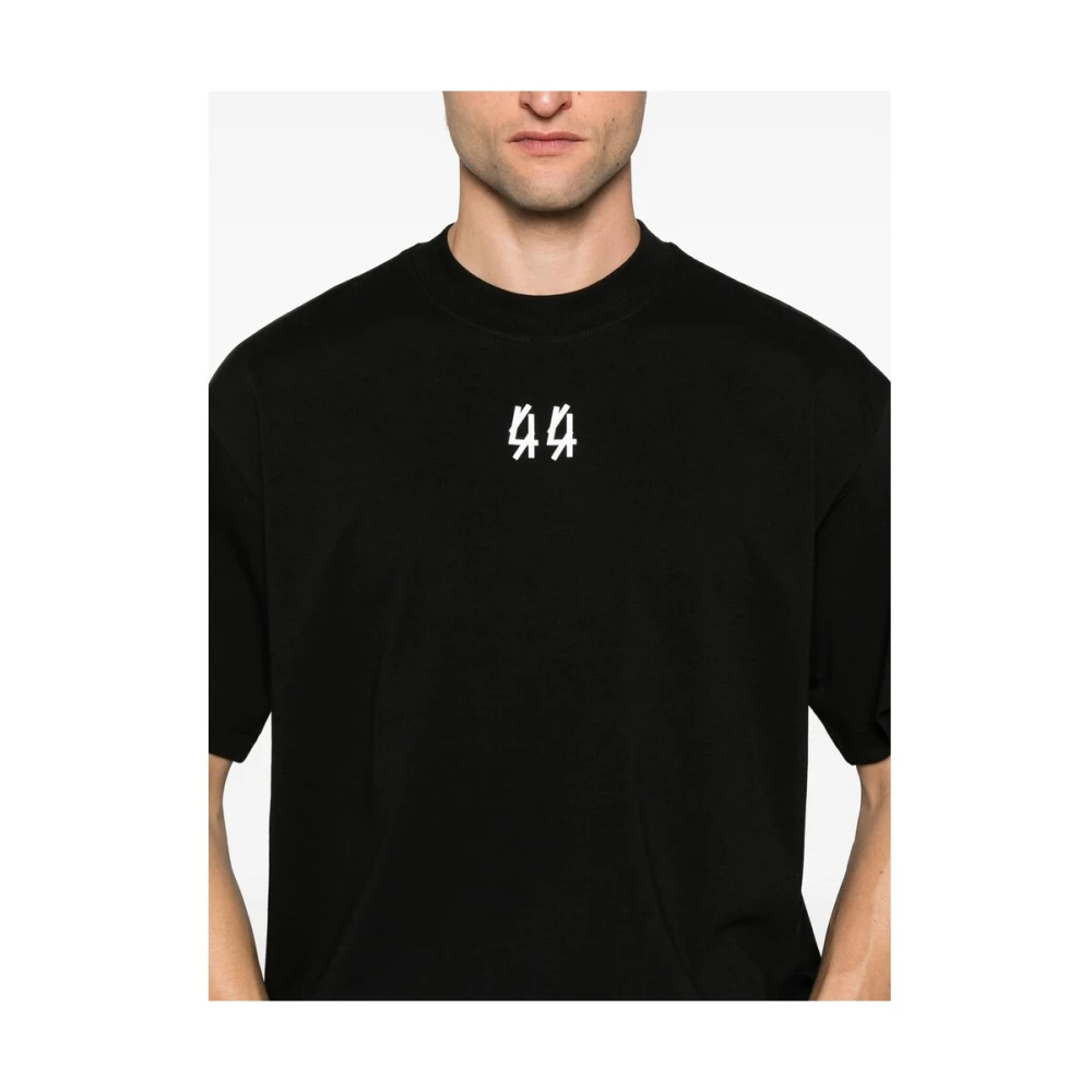 44 Label Group Zwart Logo Print Katoenen T-shirt Black Heren