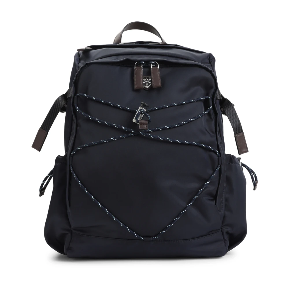 Prada Men's Black Re-Nylon And Leather Backpack
