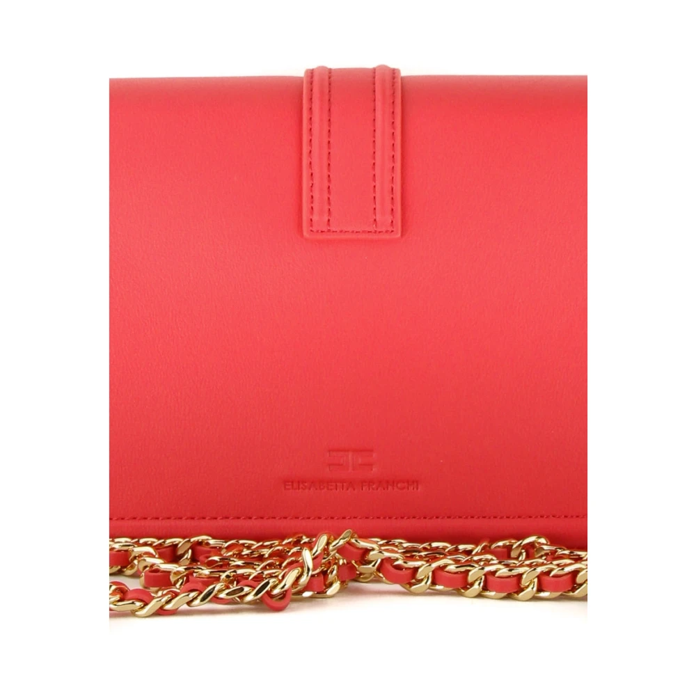 Elisabetta Franchi Rode Metalen Logo Mini Schoudertas Red Dames