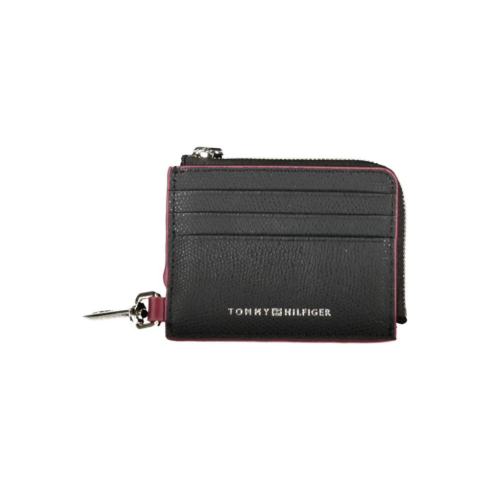 Tommy Hilfiger Leren kaarthouder met rits Black Heren