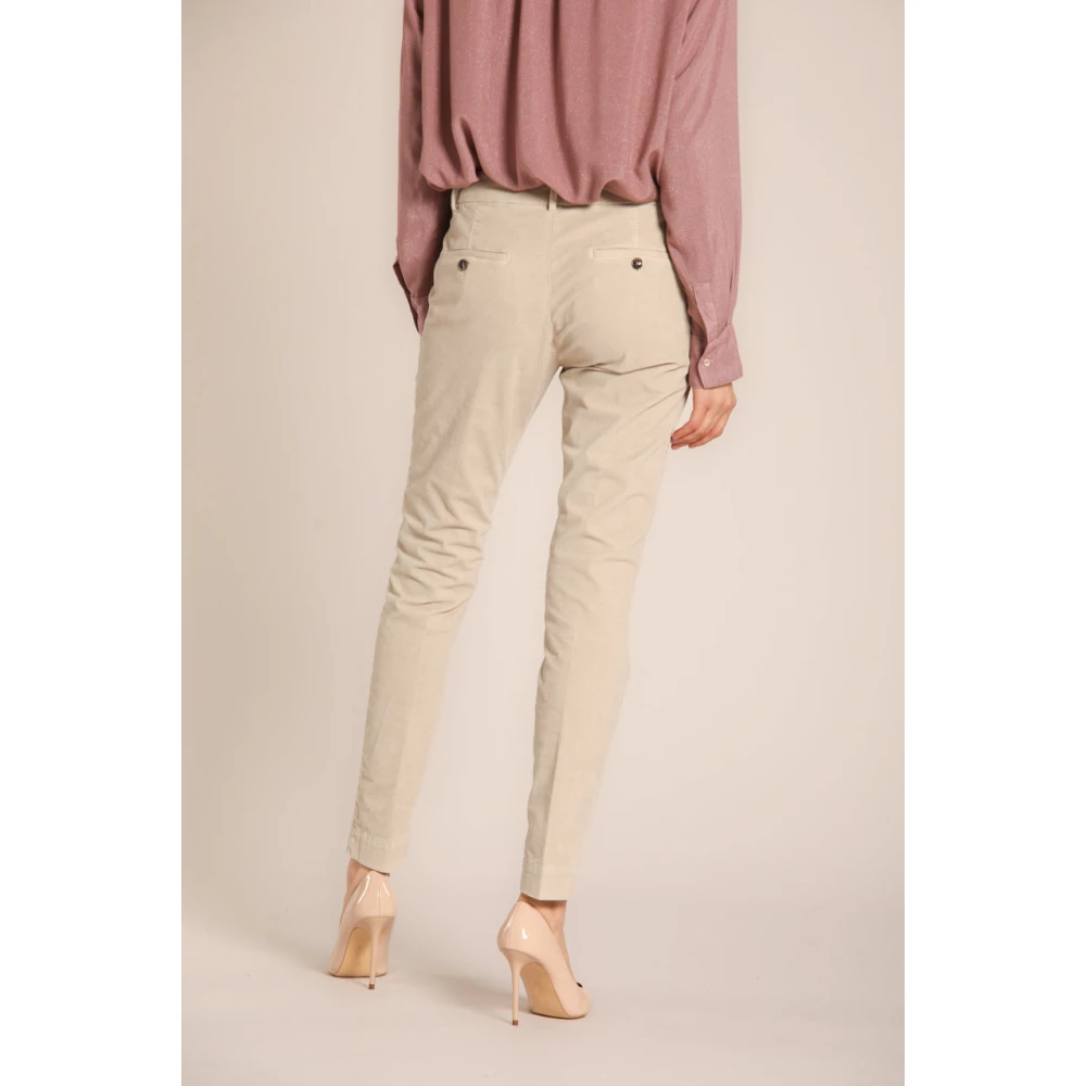 Mason's Curvy Velvet Chino Broek 1000-Gestreept Beige Dames