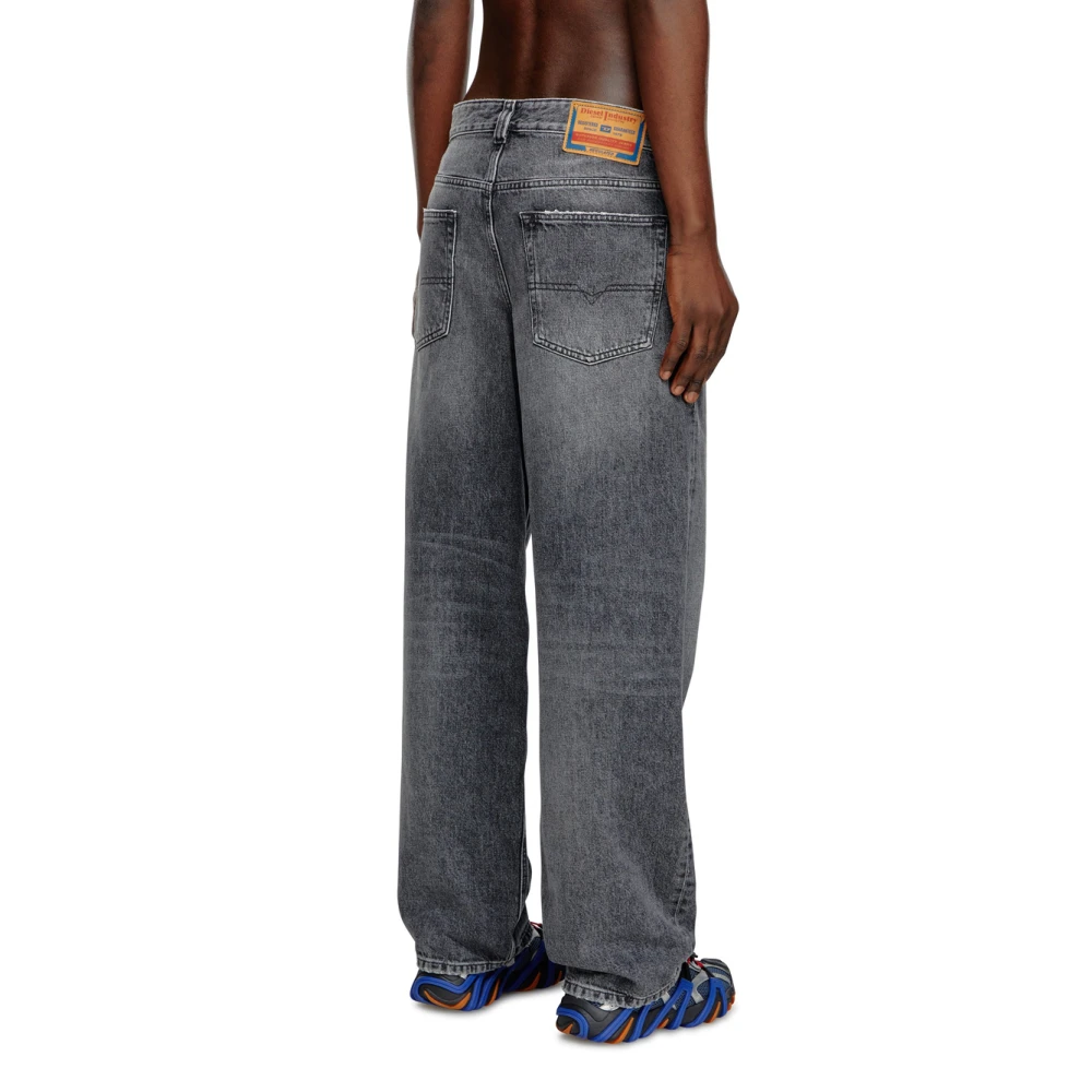 Diesel Zwarte D-Macro Straight Jeans met Adelaar Black Heren