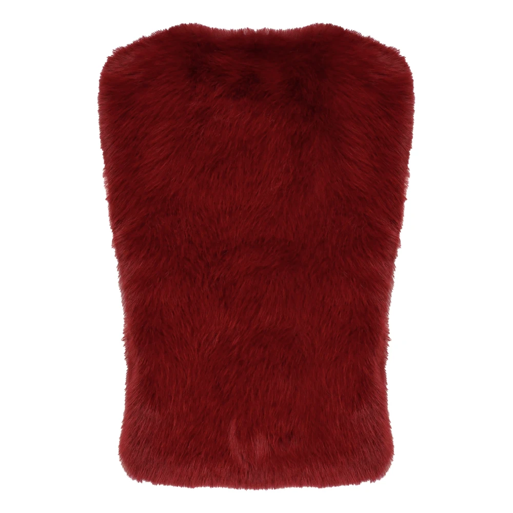 V73 Ruby Fur Jane Mouwloze Jas Red Dames