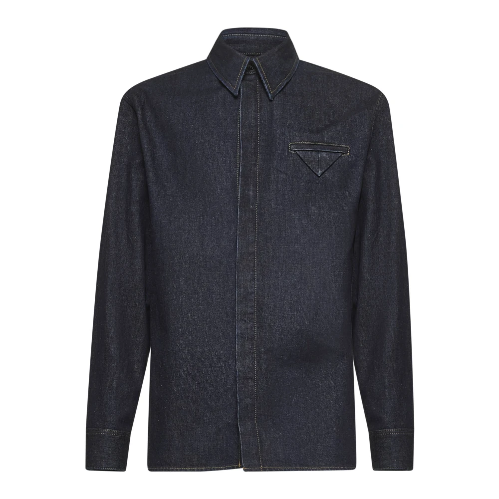 Bottega Veneta Men's Blue Denim Shirts, L, Denim Shirt Regular Fit Indigo