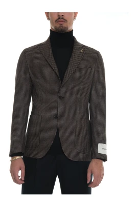 Hundtandsmönstrad Slim Fit Ulljacka