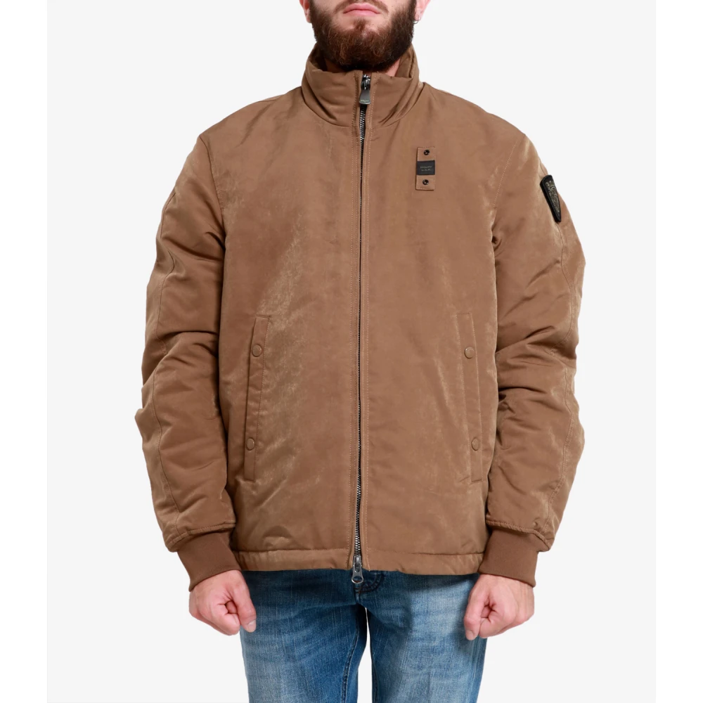 Blauer Bruine Gewatteerde Winterjas Brown Heren