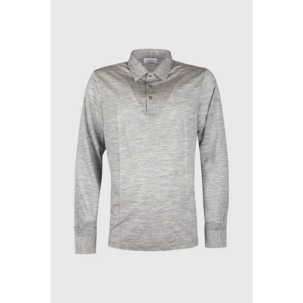 Gran Sasso Wollen Polo Shirt Gray Heren