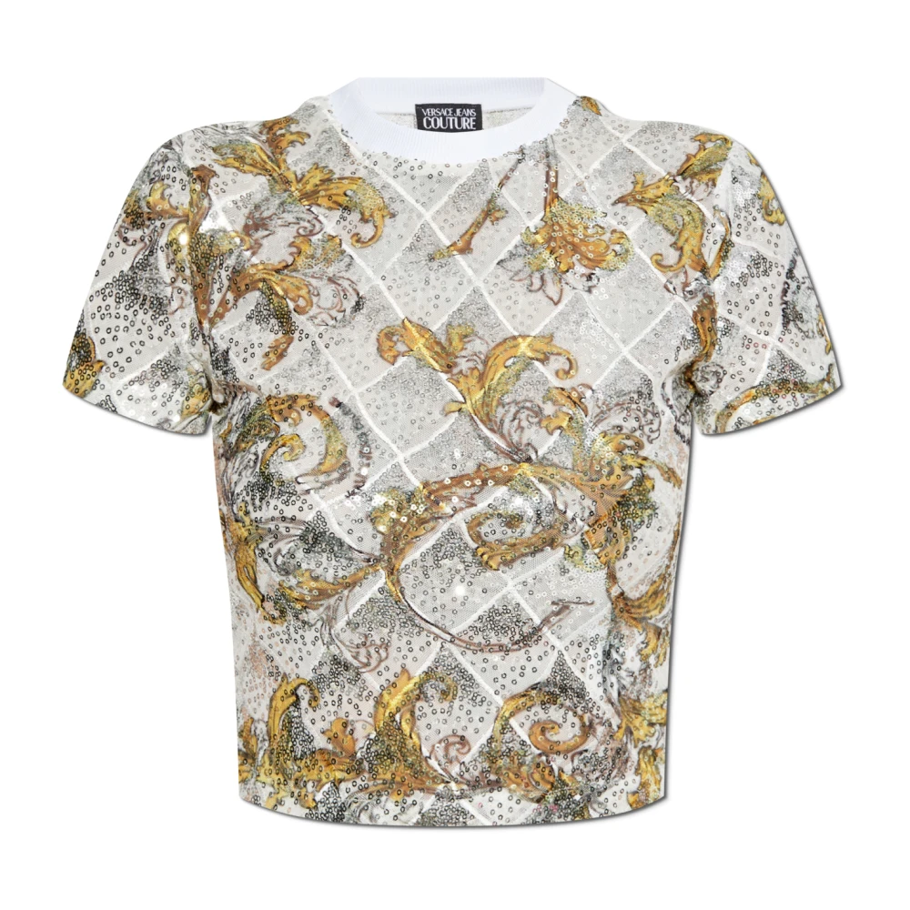 Versace Jeans Couture Wit en Goud T-shirt Multicolor Dames