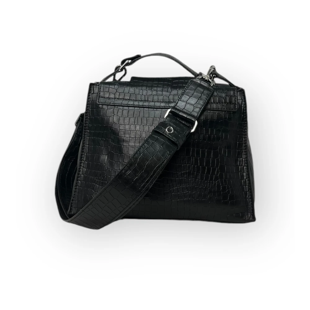 Orciani Schoudertas in Cocco Nappa Leer Black Dames