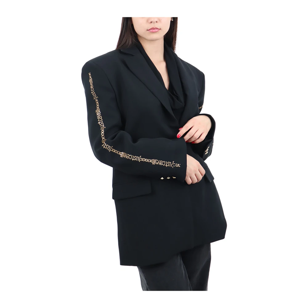 Just Cavalli Zwarte blazer met gouden strass-details Black Dames