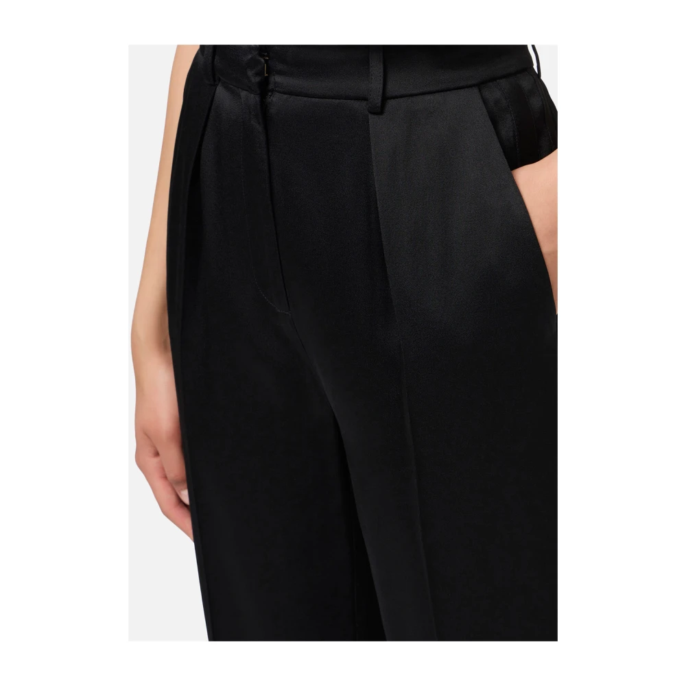 Elisabetta Franchi Zwarte Chino Broek met Satijnen Detail Black Dames