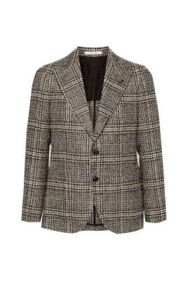 Alpacka Ull Houndstooth Stickad Jacka