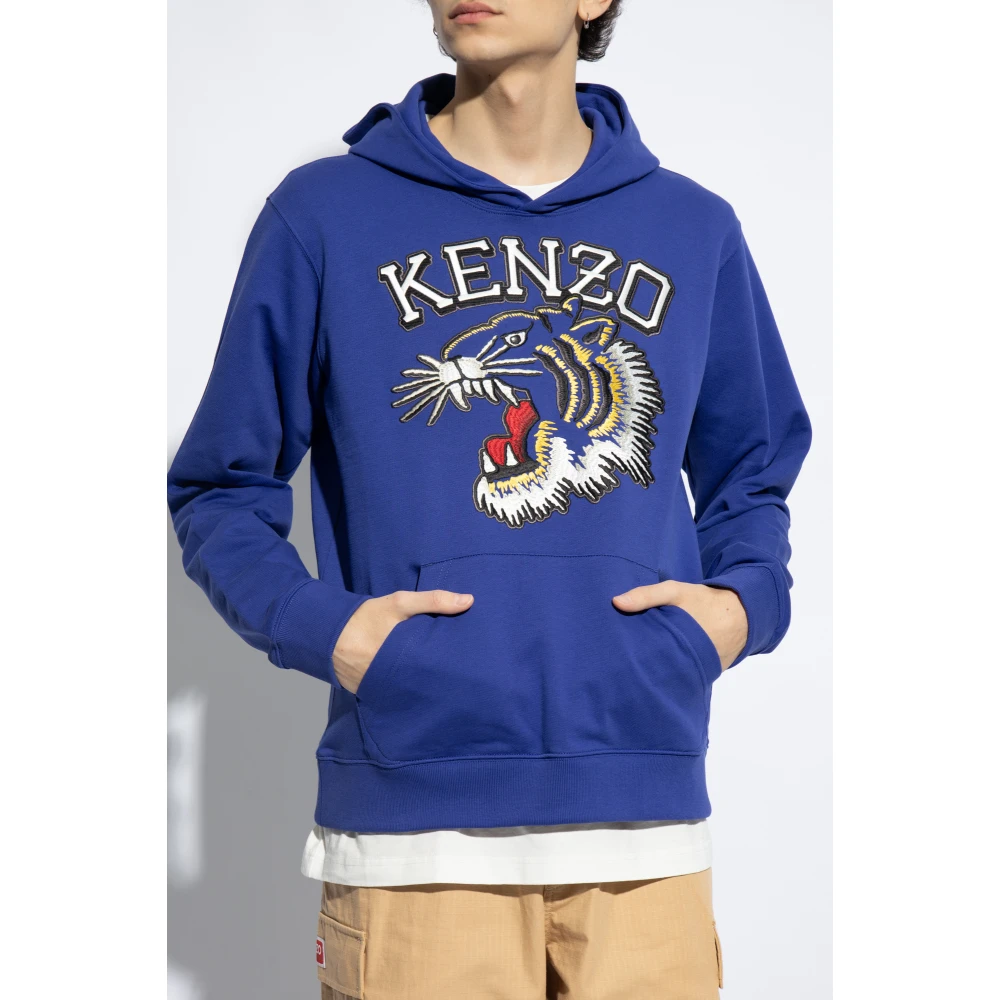 Kenzo Hoodie met logo Blue Heren