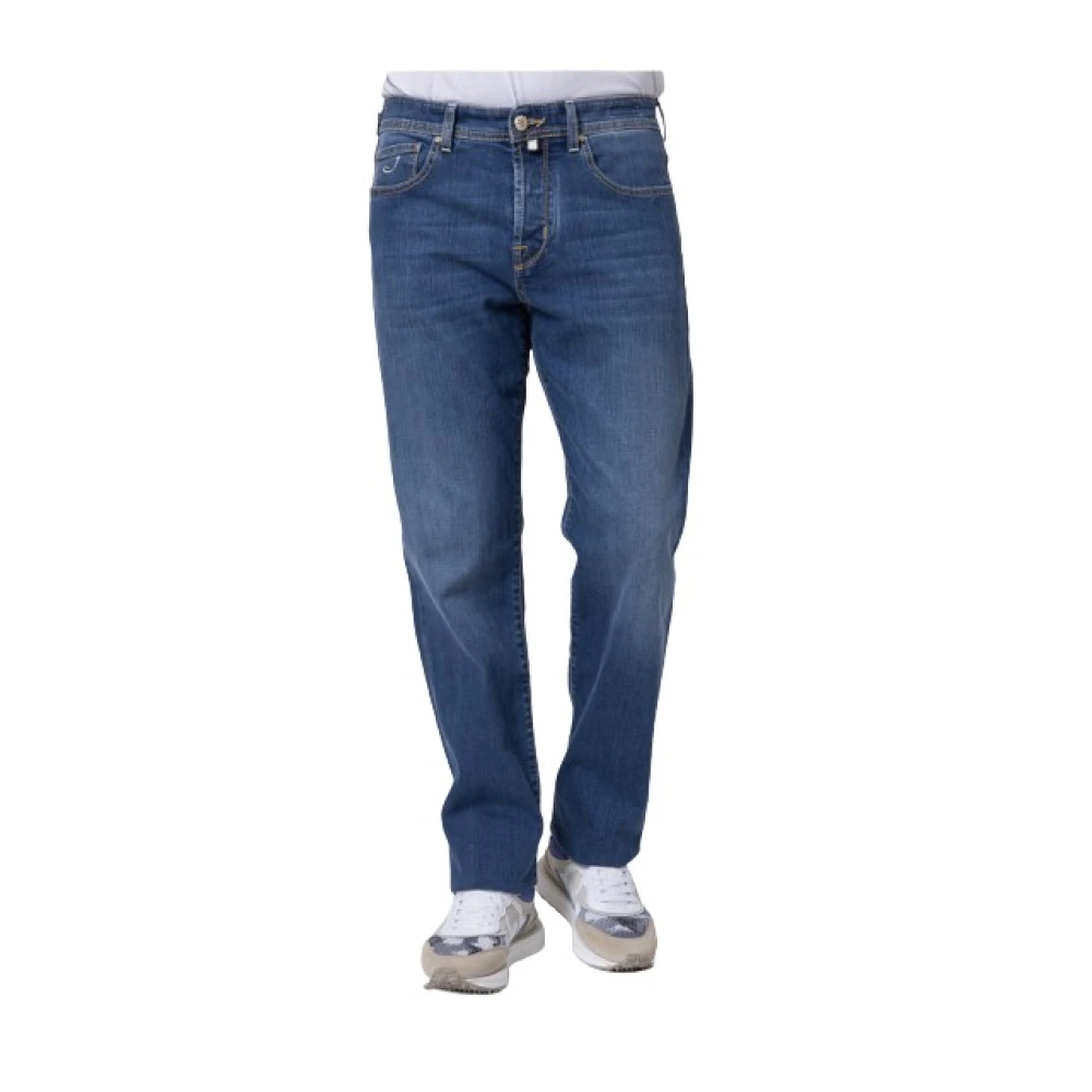 Jacob Cohën Donkerblauwe Gewassen Straight Cut Jeans Blue Heren