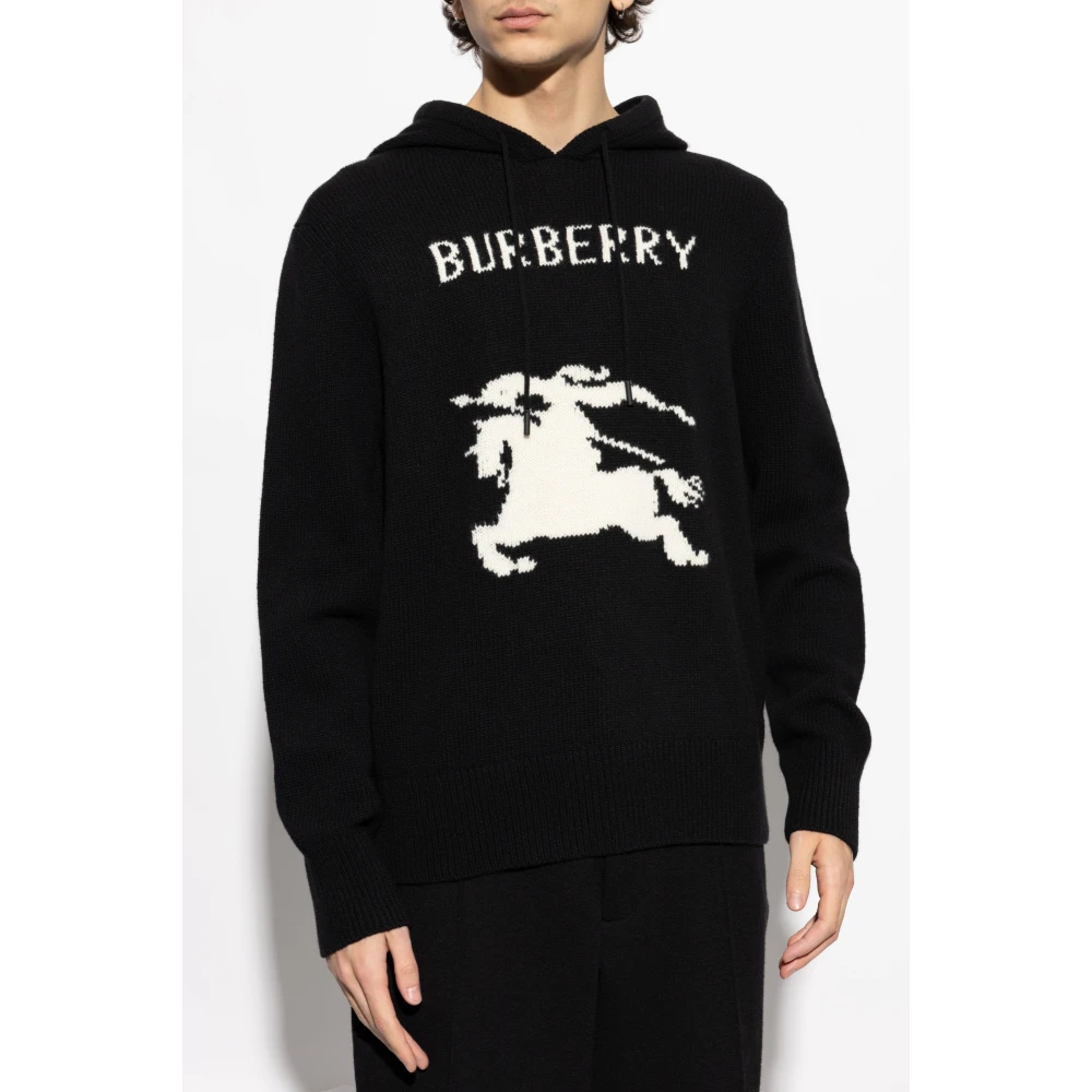 Burberry Wollen hoodie Black Heren