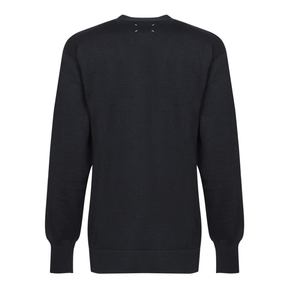 Maison Margiela Blauwe V-hals Trui Aw24 Blue Heren
