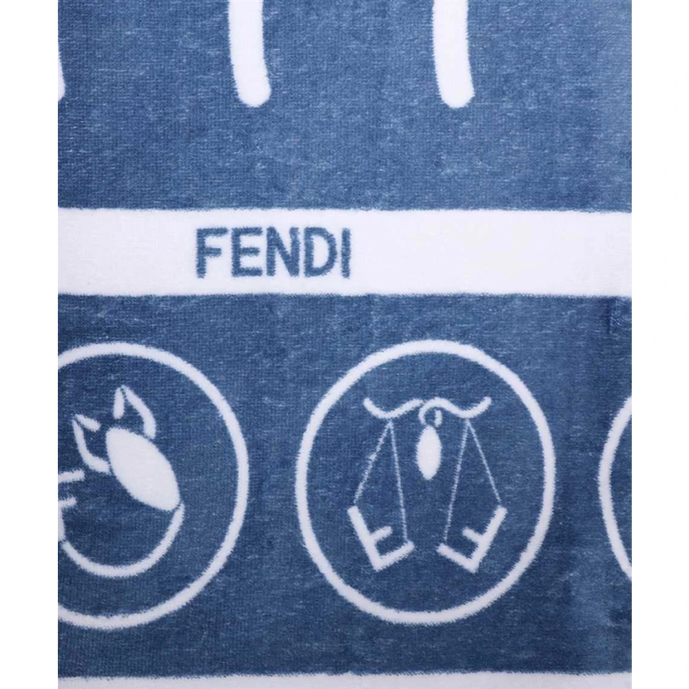 Fendi Katoenen Strandhanddoek Logo Detail Blue Dames