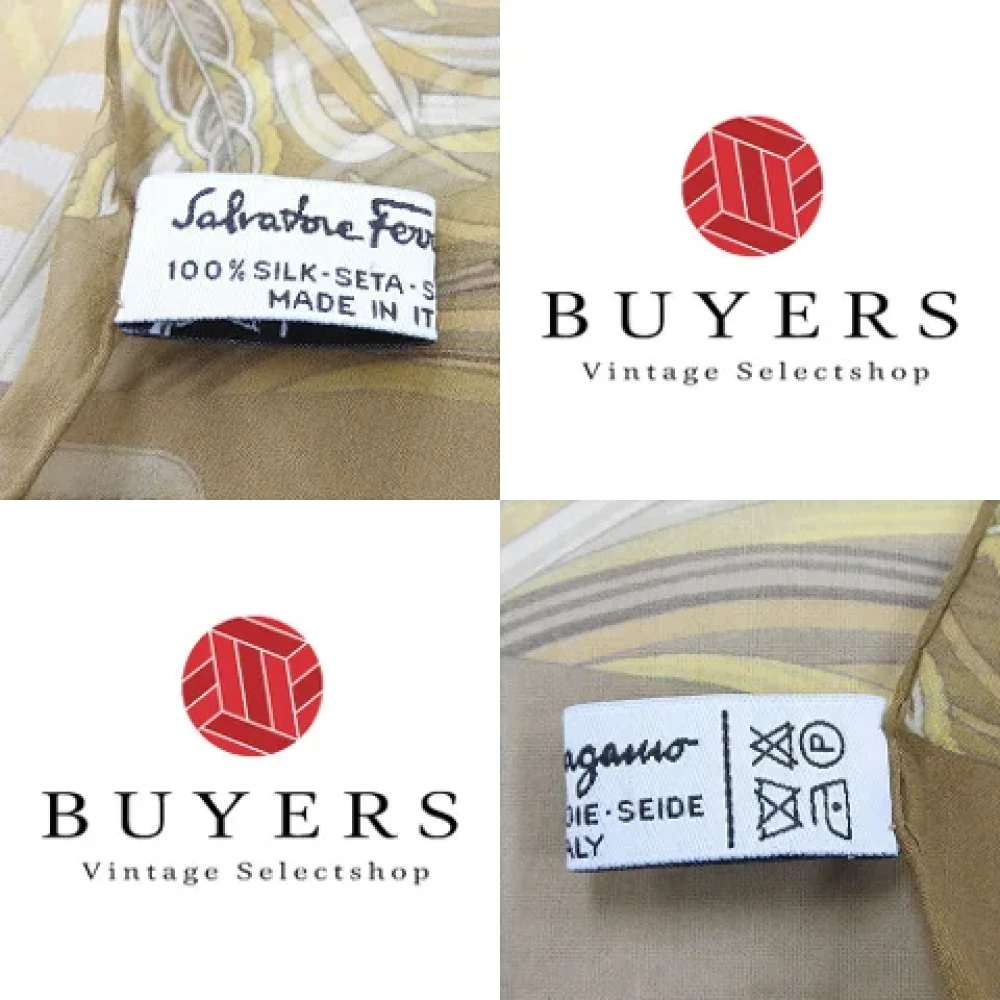Salvatore Ferragamo Pre-owned Silk scarves Beige Dames
