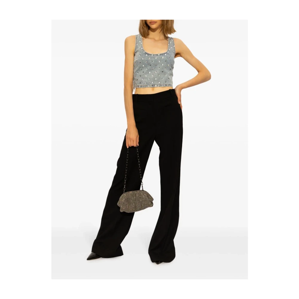 Self Portrait Crop Top met Strass Blue Dames